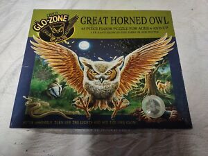Great Horned Owl Glow In The Dark 63 Piece Puzzle By Ceaco. Complete 
