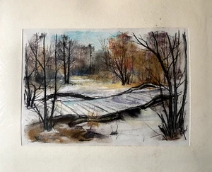 FRANZ EHMKE 1928-2018 DDR MALER °BERLIN PASTELL °WINTER TEGELER FLIEß SCHNEE EIS - Bild 1 von 4