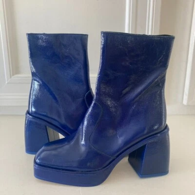 Botas Free People Rubí Plataforma Azul Charol Talla 38 Nuevas Sin Caja Foto 1 de 4
