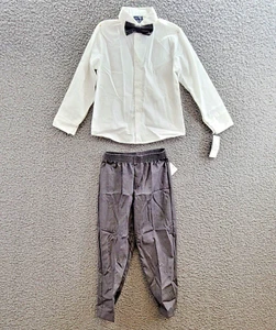 Nautica Shirt, Pants and Bow-Tie Set Little Boys 5 White/Gray Multi Long Sleeve - Picture 1 of 24
