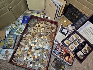 Huge Lot of old coins , Banknotes commemorative Coins Etc 
