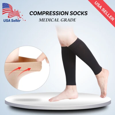 Leg Compression Sleeve Socks 20-30 mmHg Calf Varicose Stockings Sports Running - Image 1 of 4