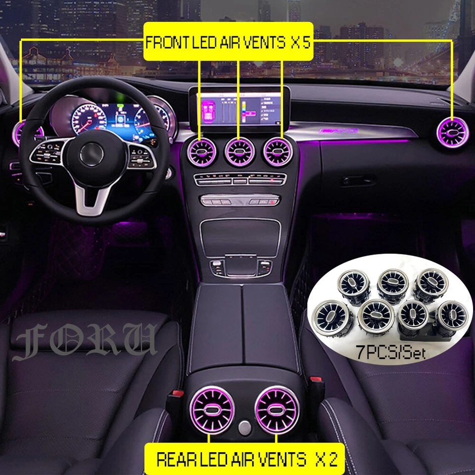 For Mercedes Benz C-class 2015-2021 W205 Air Vent Trim LED Ambient Lighting — 第 1/4 张图片