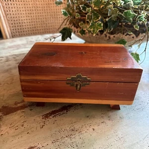 Vintage Wooden Cedar Jewelry Trinket Box Chest Secret Black Forest PA - Picture 1 of 10