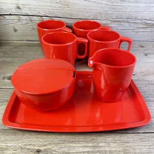 Set 7 pezzi zuccheriera Rosti Danimarca arancione rosso melamina Mepal Soren Andersen - Foto 1 di 15