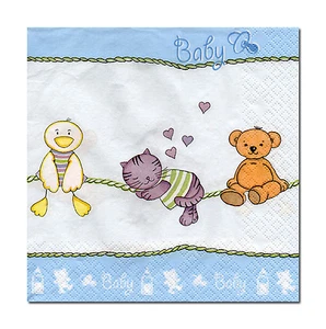 4 lose Servietten Motivservietten Serviettentechnik Babytiere Blau (574) - Picture 1 of 1