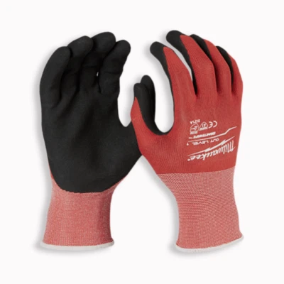 Milwaukee Work Gloves Cut Level 1 Nitrile Dipped Gloves - Red/Black, Pack of 12 - Image 1 of 4