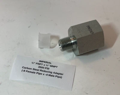 IMPERIAL 1/2" FNPT x 1/4" MNPT 3500 PSI Carbon Steel Reducing Adapter (-8 x -4) - Image 1 of 4