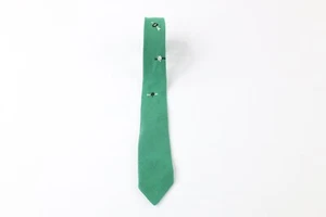 Vintage 50s 60s Boys Irish Clover Knit Skinny Neck Tie Dress Tie Wedding Green - Picture 1 of 5