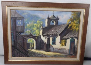 QUADRO OLIO MISSIONI SPAGNOLE ARCHITETTURA ARTISTA ORIGINALE FIRMATO - Foto 1 di 11