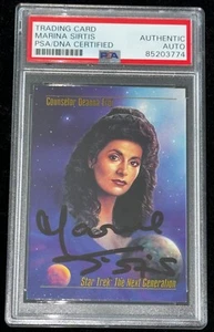 Marina Sirtis "Deanna Troi" 1993 Skybox STAR TREK TNG Signed Auto Card (RC) PSA - Picture 1 of 2