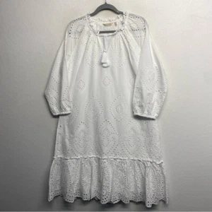 Soft Surroundings City Of Gardens Dress Eyelet White L Boho Wedding Tassel - Picture 1 of 8