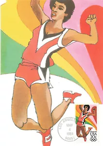 USA Los Angeles CA Olimpiadi 1984 Donna Salto in Lungo 1° Giorno Carta Massima - Foto 1 di 2