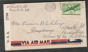 Nov 28 1942 WWII examined by 2796 censor cover Honolulu Hawaii to Duxbury MA - Picture 1 of 2