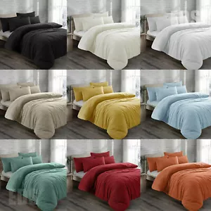 Teddy Bear Fur Fleece Duvet Cover Set with Pillow Cases Warm Soft Bedding Set - Picture 1 of 8
