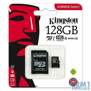 KINGSTON MICRO SD 128GB CLASSE 10 SCHEDA MEMORIA APPLE IPHONE CANVAS SELECT - Imagen 1 de 1