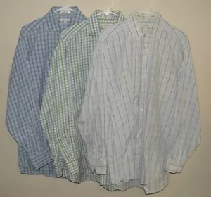 Set 3 faconnable Herren Large 6/17L LS Knopf Shirts Kariert/Schecks Made USA - Bild 1 von 4