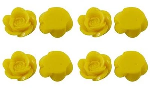 15 x Rosenharz Flachrücken Cabochon Blumen 18 mm x 8 mm - Gelb - Zitrone - CAB10 - Bild 1 von 1