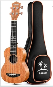 Donner 21 Zoll Sopran Mahagoni Ukulele mit Gurt & Tasche - Bild 1 von 8