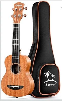 Donner 21 inch Soprano Mahogany Ukulele With Strap & Bag - Image 1 of 4