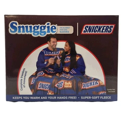 Snuggie Snickers Candy Bar 71"x54" Super Soft Fleece Blanket Sleeves Never Used - Image 1 of 4