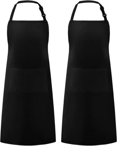 2 Pack Adjustable Bib Apron Waterdrop Resistant with 2 Pockets Cooking Kitchen A - Picture 1 of 12