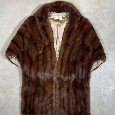 Vintage Designer I.J. Fox Boston Beautiful Brown Mink Wrap Shawl Cape - Image 1 of 4