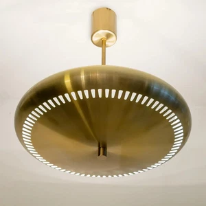 Mid Century Modern Brass Ceiling Pendant Light Fixture - Picture 1 of 6