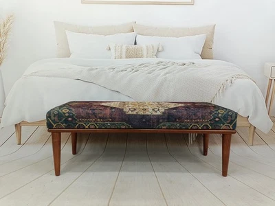 Upholstered Ottoman Bench Footstool Bench Wood Work Bench Coffee Table - Image 1 of 4