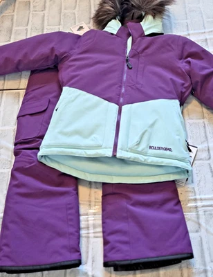 全新带标签 Boulder Gear 女孩滑雪/滑雪板夹克和裤子套装 - S/XS 码 - 冬季 — 第 1/4 张图片