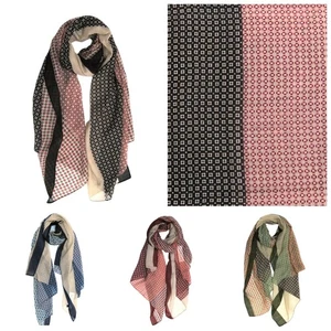 Ganzjahresschal Baumwollmischung Damen leicht gemustert Punkte mit Kanten Print - Bild 1 von 9