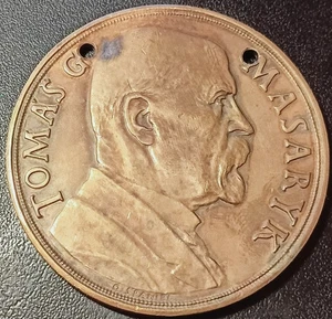 Cecoslovacchia - Medaglia Tomas G Masaryk 1850 1935 Di O Spaniel - Foto 1 di 3
