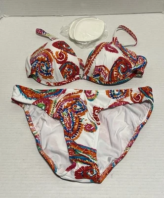 Bikini de natación Venus 2 piezas potenciador copa B parte inferior push-up 8 multicolor cachemira nuevo Foto 1 de 4