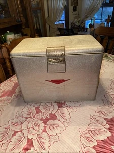 Vintage Poloron Thermaster Aluminum Cooler, Tray, Glass Water Bottle, Openers - Picture 1 of 11