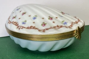 Haviland Limoges Vieux Serves Shell Oyster Trinket Box 13x11.5cm - Picture 1 of 14