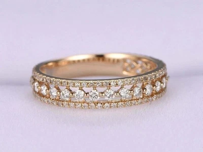 1Ct Lab Created Round Diamond Eternity Wedding Ring 14K Yellow Gold Plated - Image 1 of 4