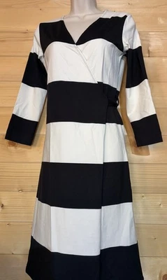 Marimekko Womens Black White Striped Wrap Dress XS UK 8-10  - Image 1 of 4