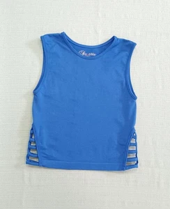 Suzette Collection Cropped Tank Top Royal Blue Women’s One Size Side Cut Outs - Picture 1 of 20