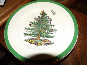 Spode Christmas Tree Earthenware 8 Inch Salad Plate (Green Banding) - Picture 1 of 2
