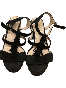 Footglove Black Suede Sandals Tassel Design Block Heel - UK 7 - Picture 1 of 6