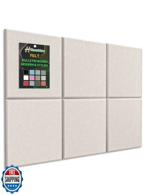 6-Pack 24x18 inch Felt Bulletin Boards with Pushpins, Beige Wall Mount - Image 1 of 4
