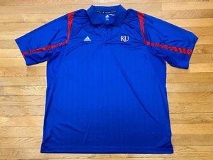 Adidas Kansas Jayhawks Polo Shirt Blue AeroReady Men's Size 2XL - Picture 1 of 4
