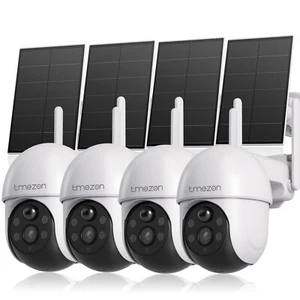 4PCS TMEZON Senza Fili 4MP Telecamera Wi-Fi Esterno Batteria con Pannello Solare - Imagen 1 de 17