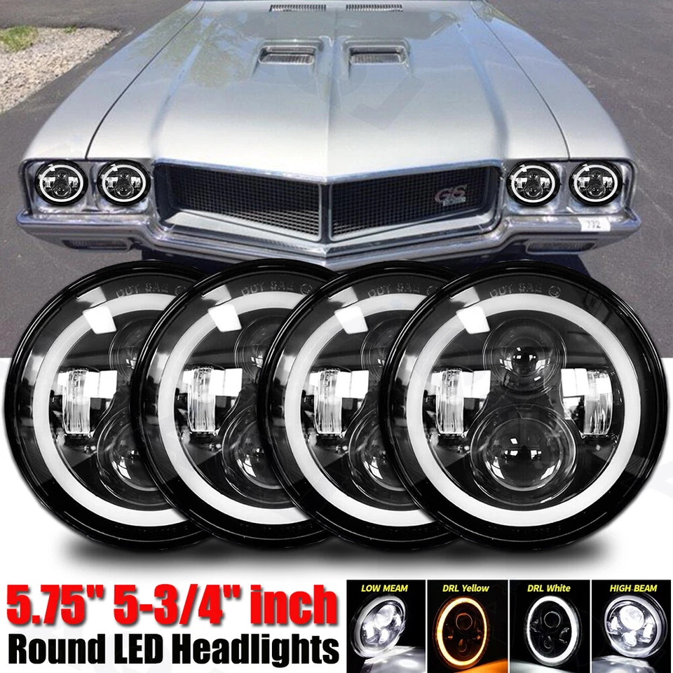 DOT 4PC 5.75 5-3/4 Round LED Headlights For Buick Electra GS 350 400 455 - Image 1 of 4