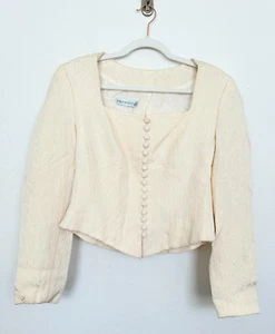 Chaqueta de boda de seda Pronovias cuello cuadrado blanco botón marfil forrada para mujer 12 - Imagen 1 de 9