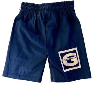MG SPORT GK BOYS SMALL BLACK COTTON/POLY 'GYMNASTS' LOGO ATHLETIC SHORTS SZ S - Picture 1 of 10