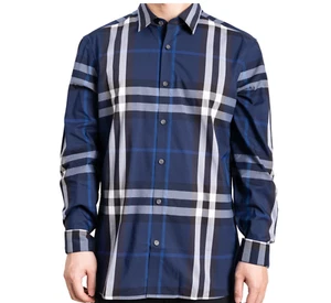 Burberry Brit Nelson Button Up Cotton Indigo Blue Plaid Size Small - Picture 1 of 6