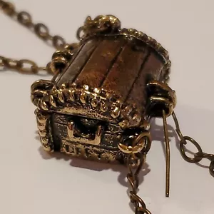 Necklace Steampunk Treasure Wish Prayer Box Hinged Metal Opens Cosplay Halloween - Picture 1 of 7