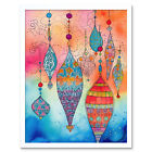 Eid Lanterns Islam Modern Folk Art Framed Wall Art Picture Print 12x16