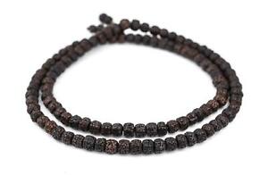 Smooth Black Rudraksha Mala Prayer Beads 10mm Nepal Round Wood Large Hole
